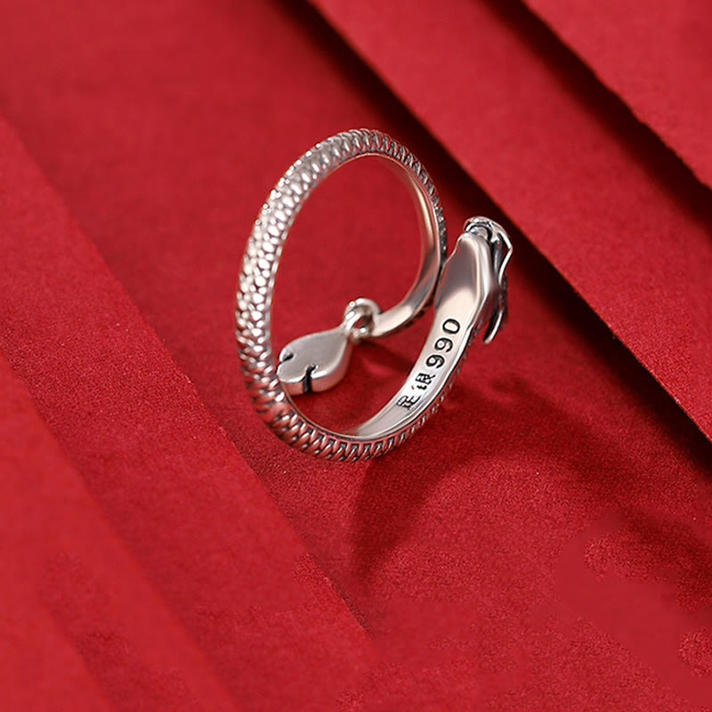 Anillo ajustable de plata de ley 925 con Buddha Stones , diseño vintage del Año del Dragón, protección de la suerte - image 21