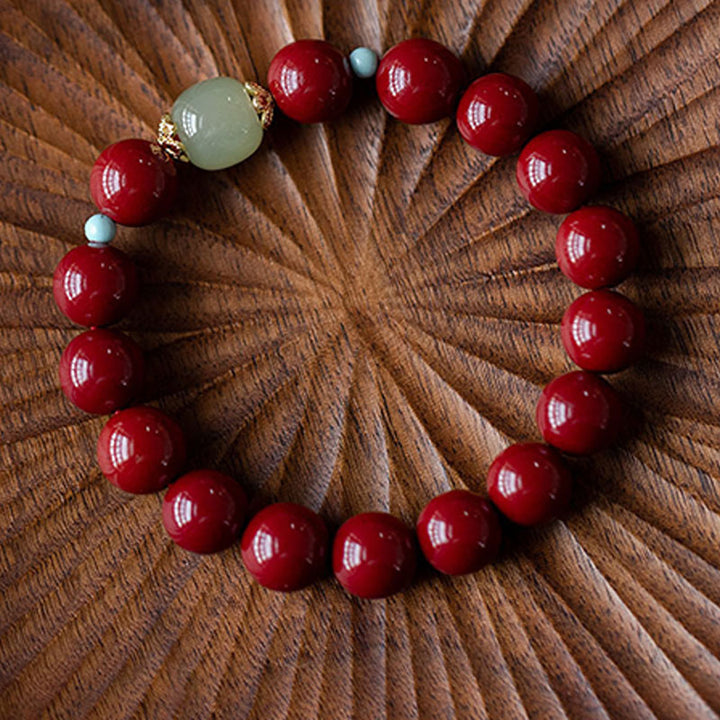 Pulsera de la Buddha Stones, cinabrio, aventurina verde, fortuna