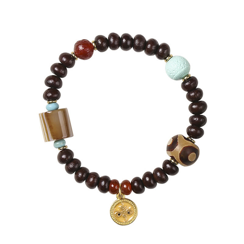 Buddha Stones Natural Tíbet Púrpura Bodhi Semilla Dzi Cuenta Dios de la Riqueza Pulsera de Sabiduría