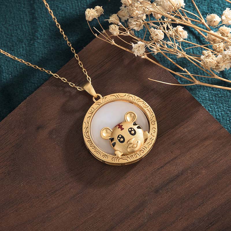 Collar de bendición del año del tigre de jade blanco - image 2