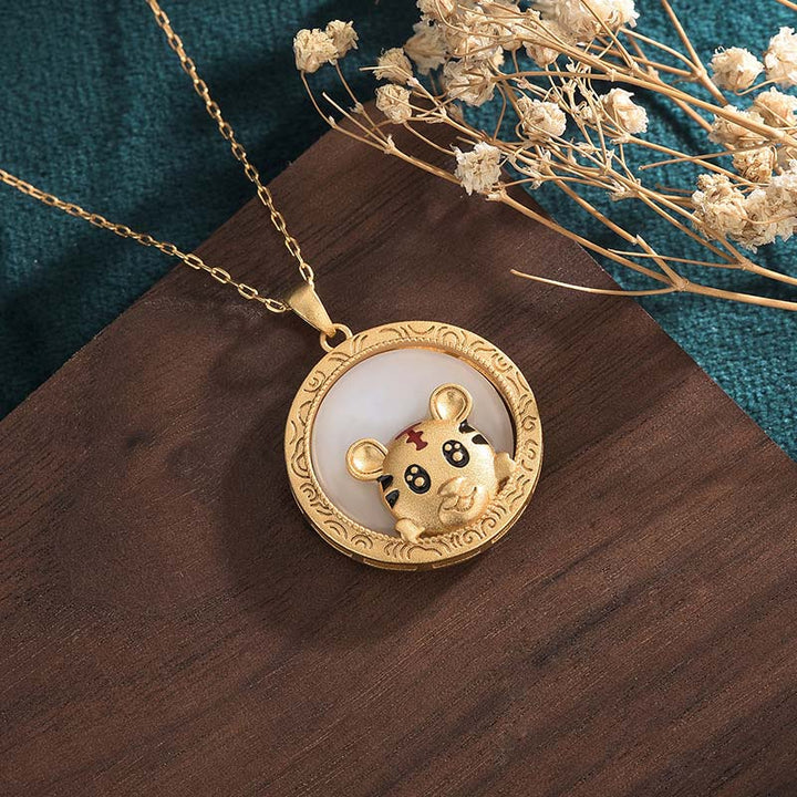Collar de bendición del año del tigre de jade blanco - image 2
