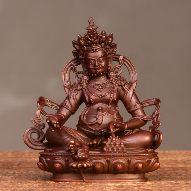 Estatuilla amarilla de Jambhala Bodhisattva, estatua de cobre de compasión, decoración para el hogar y la Oficina - 8,5 cm x 5,5 cm x 10 cm - image 7