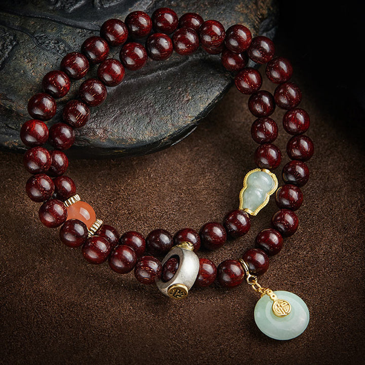 Buddha Stones Zodíaco Chino Buda Natal Hoja Pequeña Sándalo Rojo Jade Ágata Roja PiXiu Sooth Pulsera