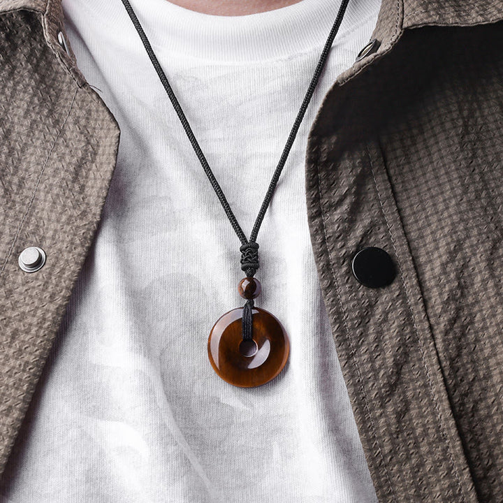 Collar con colgante de moneda de la suerte con Buddha Stones, collar de piedras preciosas de cristal curativo