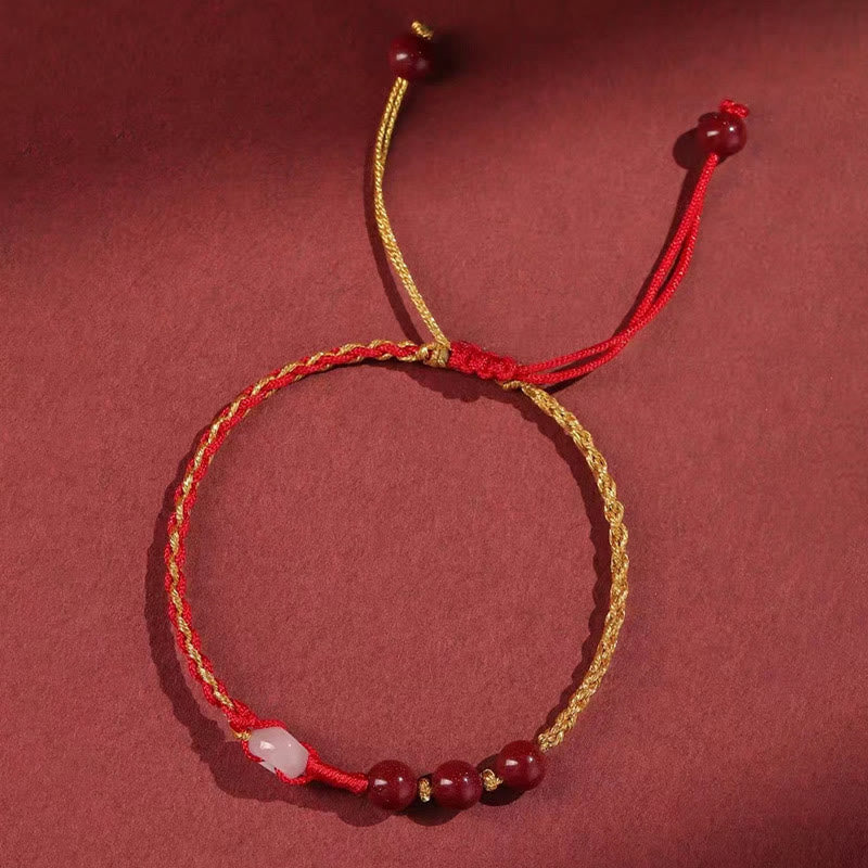 Pulsera de bendición con hebilla de paz de jade cinabrio natural con Buddha Stones