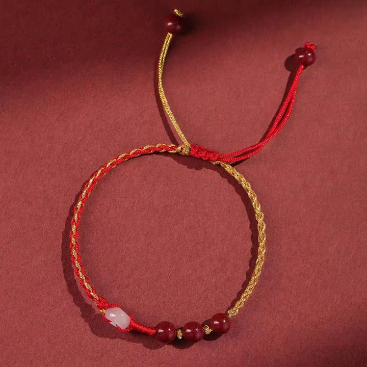 Pulsera de bendición con hebilla de paz de jade cinabrio natural con Buddha Stones
