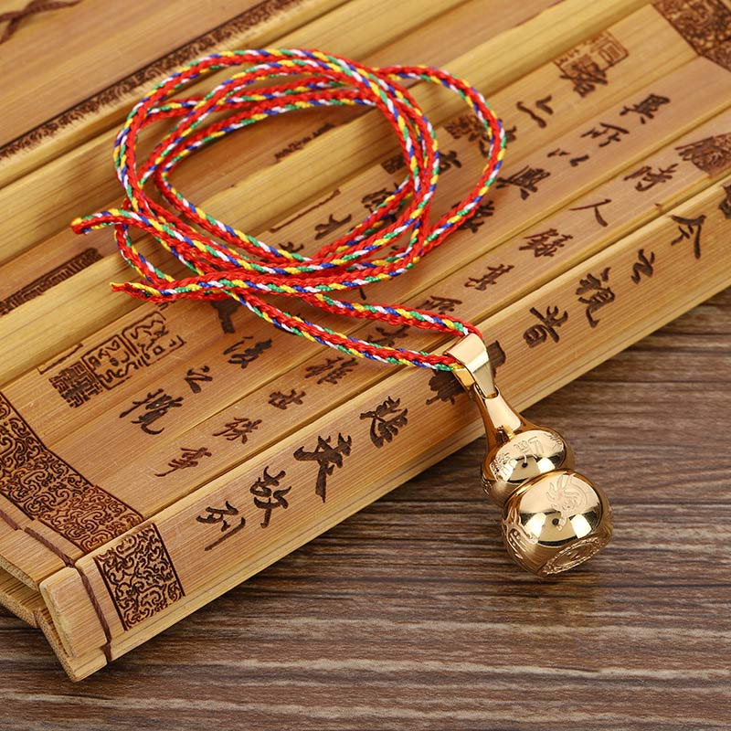 Colgante de collar de acero de titanio con símbolo de Yin Yang tibetano, Buddha Stones, armonía de calabaza - Cordón dorado y colorido - image 1