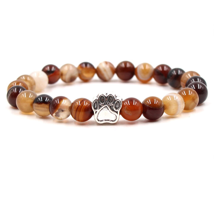 Pulsera de calma positiva con pata de perro de ágata verde de ágata india