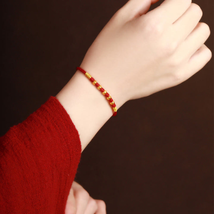 Pulsera de protección trenzada hecha a mano con nudo King Kong de la suerte con cuentas de oro 999 de piedras de Buddha Stones
