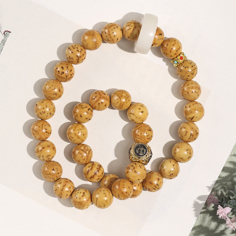 Pulsera de doble envoltura con Buddha Stones tibetanas, oro púrpura Natural, rata, Bodhi, semilla, riqueza