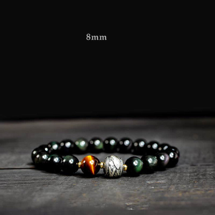 Buddha Stones para experimentar una inversión de la fortuna Pulsera de protección de obsidiana con brillo dorado de obsidiana arcoíris