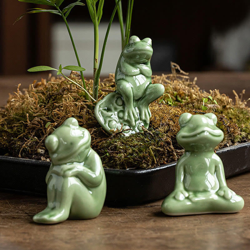 Mini Buddha Stones para meditación, loto pequeño, rana en reposo, cerámica, riqueza, suerte, té para el hogar, figura decorativa para mascotas - image 1