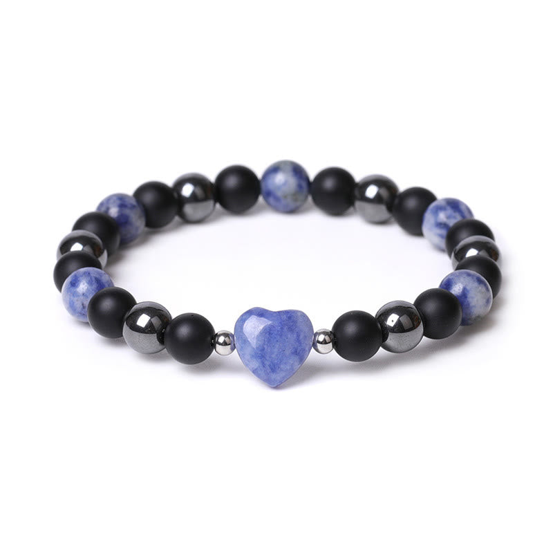 Pulsera de protección de corazón de amor de cristal de piedra de ojo de tigre de ónix negro de Buddha Stones