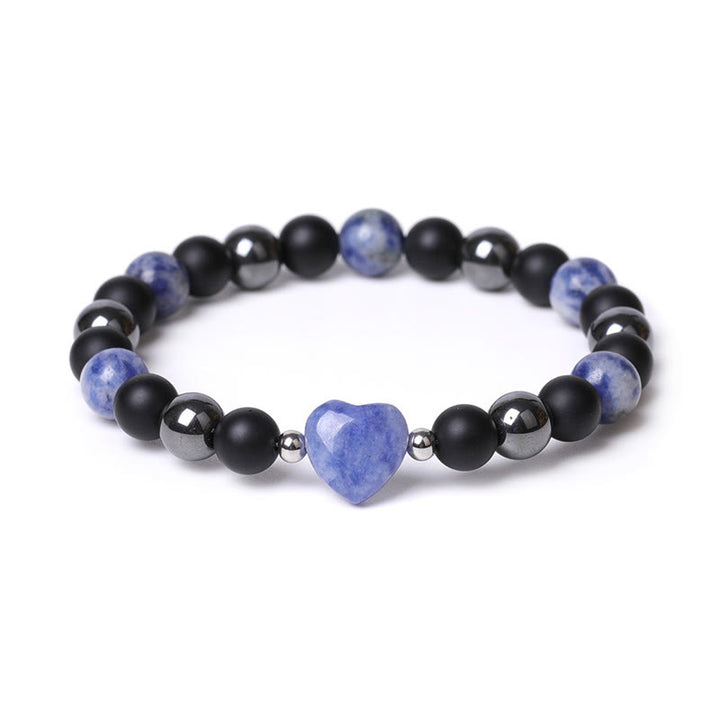 Pulsera de protección de corazón de amor de cristal de piedra de ojo de tigre de ónix negro de Buddha Stones