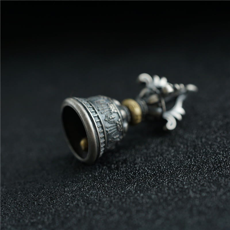 Buddha Stones Tíbet, Plata de Ley 925, Om Mani Padme Hum Dorje Bell Vajra, colgante con iluminación grabada, decoración colgante - image 5