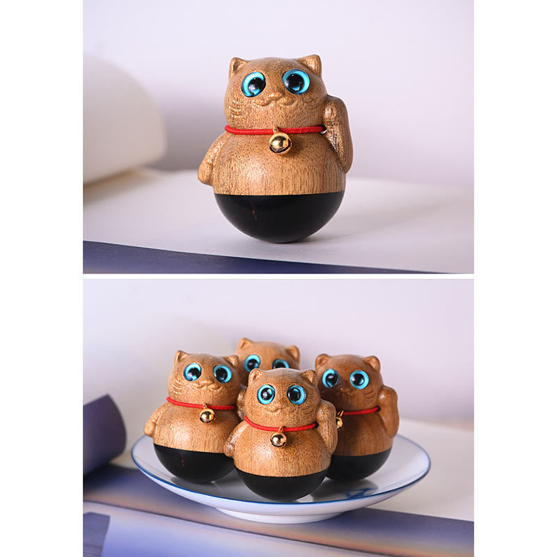 Buddha Stones Mini gato de la suerte gatito Phoebe Zhennan decoración de bendición de madera - image 22