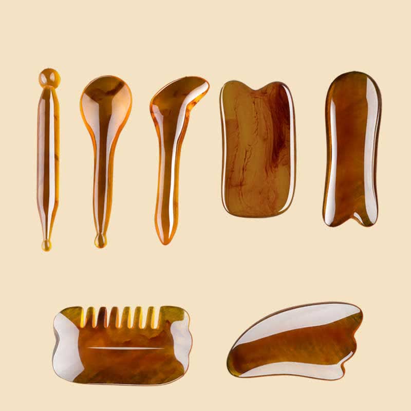 Juego de herramientas de peine para masaje facial de resina Gua Sha para todo el cuerpo