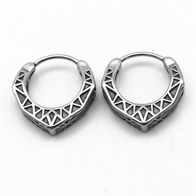 Pendientes de equilibrio de acero y titanio con aro vikingo