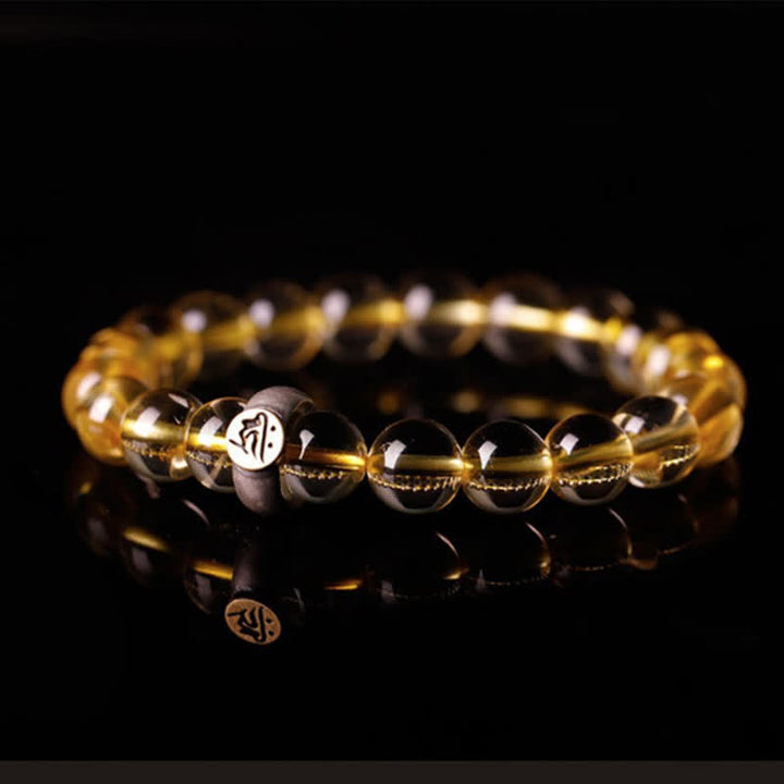 Pulsera de protección de citrino de Buda natal del zodíaco chino de plata de ley 925