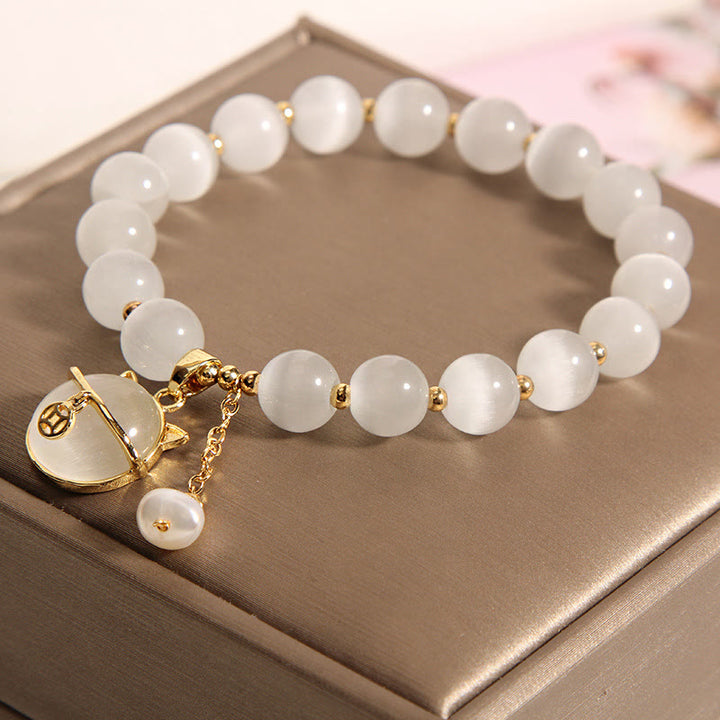 Pulsera con dijes de amor y perlas con diseño de gato encantador con ojo de gato y Buddha Stones - image 4