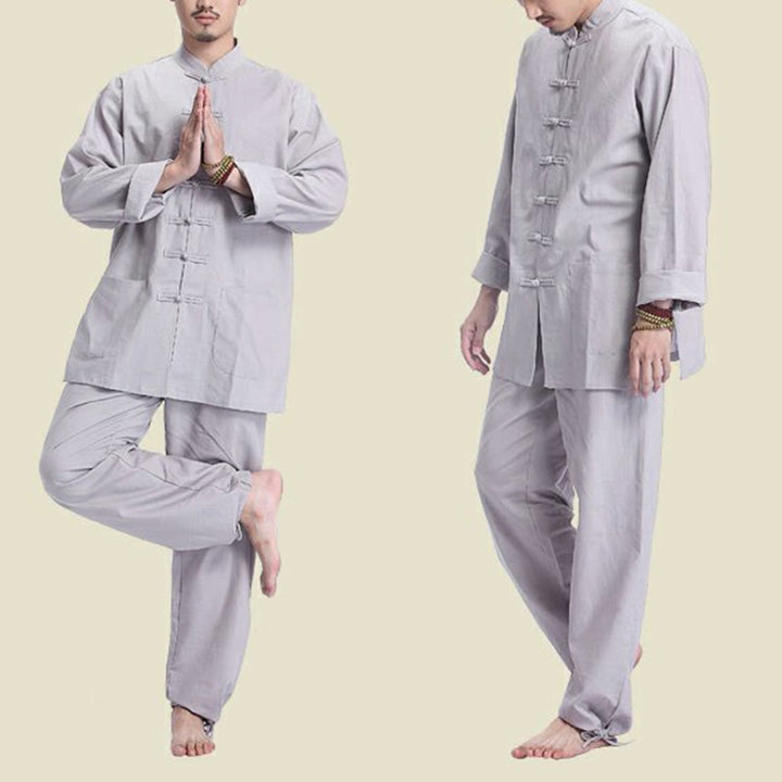 Conjunto de ropa para hombre, diseño de botones de rana china, Buddha Stones , meditación, oración, algodón, lino, espiritual, Zen, práctica de Yoga - image 1