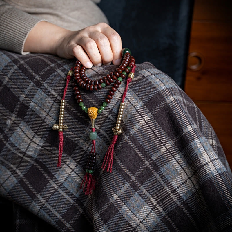 Buddha Stones naturales del Tíbet 108 cuentas de Mala semilla de Bodhi púrpura Hetian cian Jade cobre Dorje pulsera de la paz