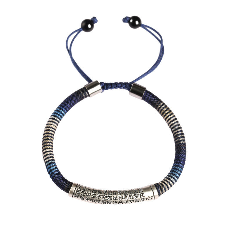 Pulsera trenzada hecha a mano con Buddha Stones de plata de ley 999 con forma de corazón Sutra Calm