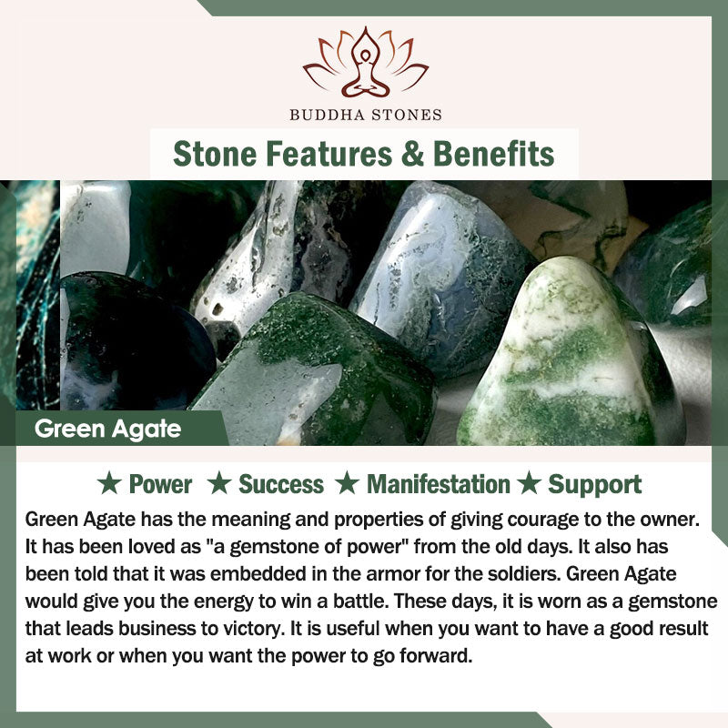 Buddha Stones 108 cuentas Ágata verde natural Pulsera de éxito Mala