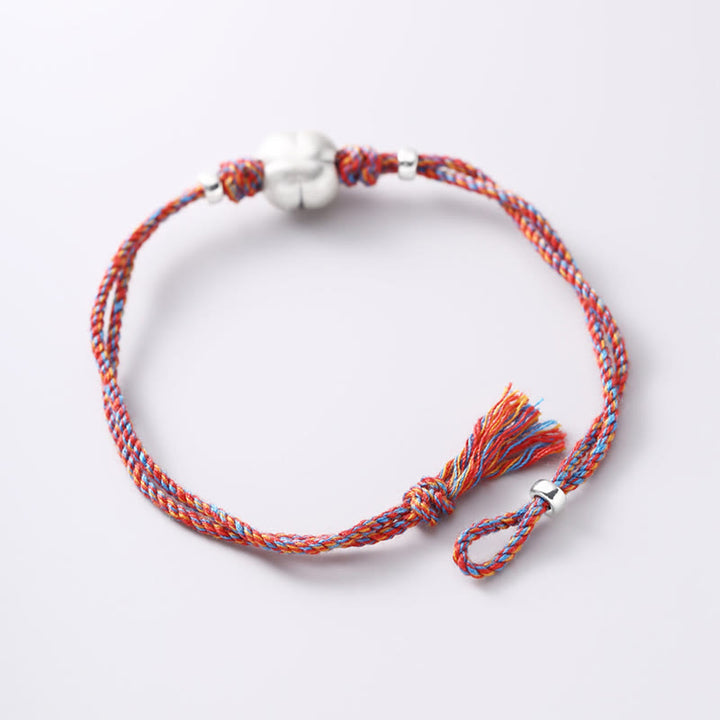 Pulsera Trenzada Multicolor De La Suerte Caqui De Plata De Ley 999 Con Buddha Stones