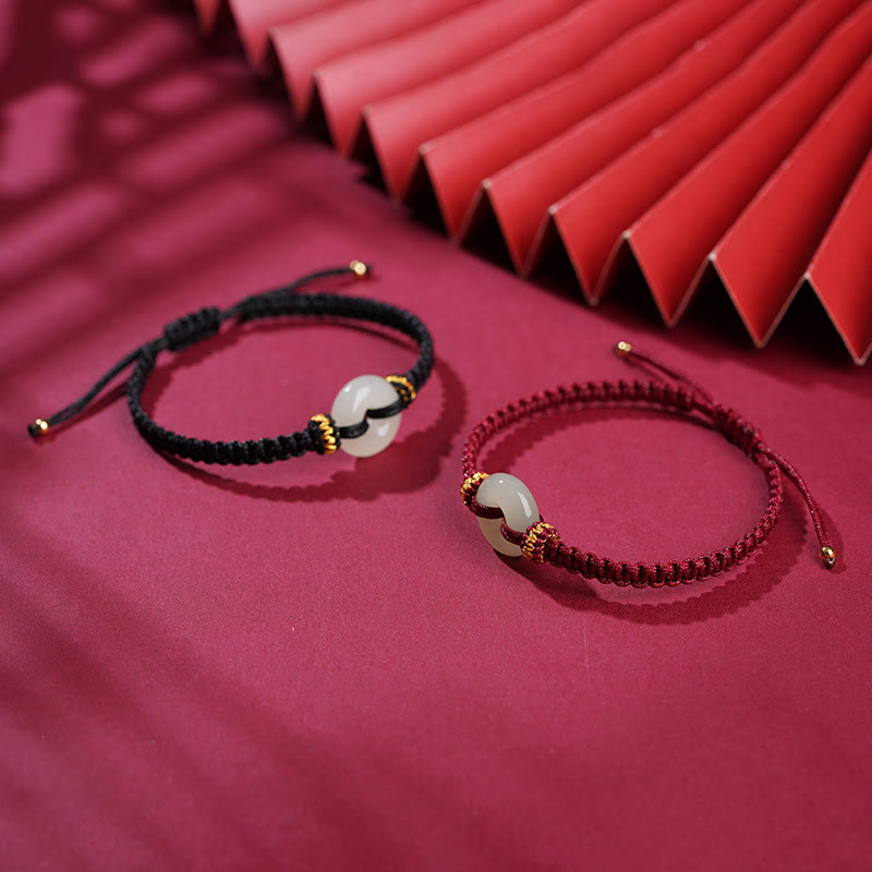 Pulsera trenzada de abundancia de jade con hebilla de paz de Buddha Stones