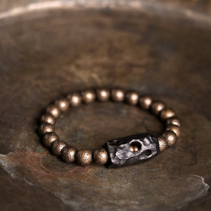 Pulsera con cuentas de equilibrio de la paz, cobre, madera de ébano del Tíbet, Buddha Stones