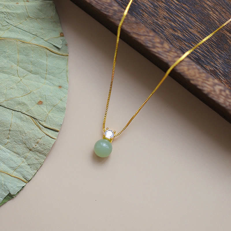 Colgante de collar de cadena de prosperidad de jade con cuentas de la suerte de Buddha Stones - image 1