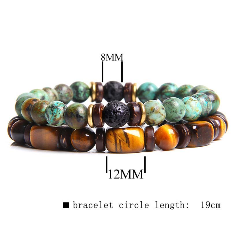 Buddha Stones 2 pulseras de cuentas de ojo de tigre de piedra emperador de cristal curativo