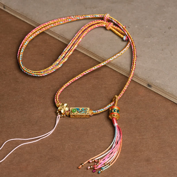 Colgante de collar de riqueza de cobre con cadena colorida de Buddha Stones - Rosa - image 0