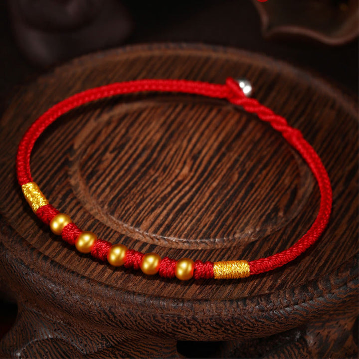 Pulsera de protección trenzada hecha a mano con nudo King Kong de la suerte con cuentas de oro 999 de piedras de Buddha Stones