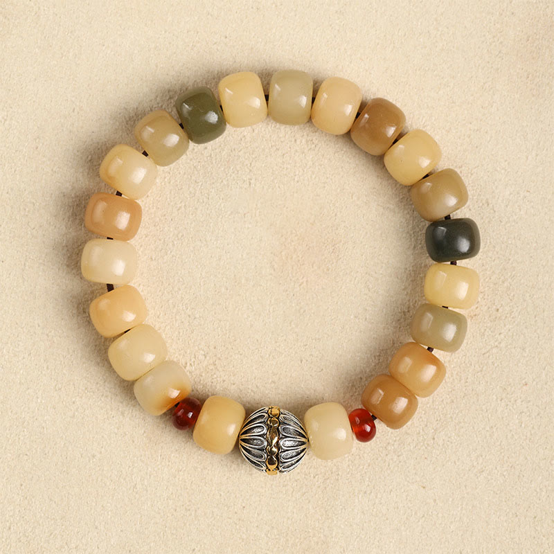 Buddha Stones Semilla Bodhi Natural El Señor del Bosque Cadáver Om Mani Padme Hum Pulsera de Sabiduría