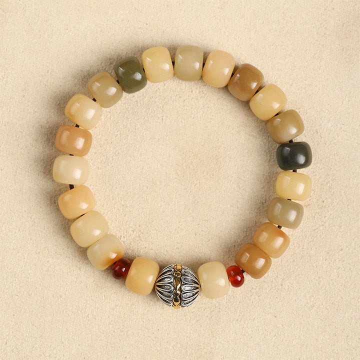 Buddha Stones Semilla Bodhi Natural El Señor del Bosque Cadáver Om Mani Padme Hum Pulsera de Sabiduría