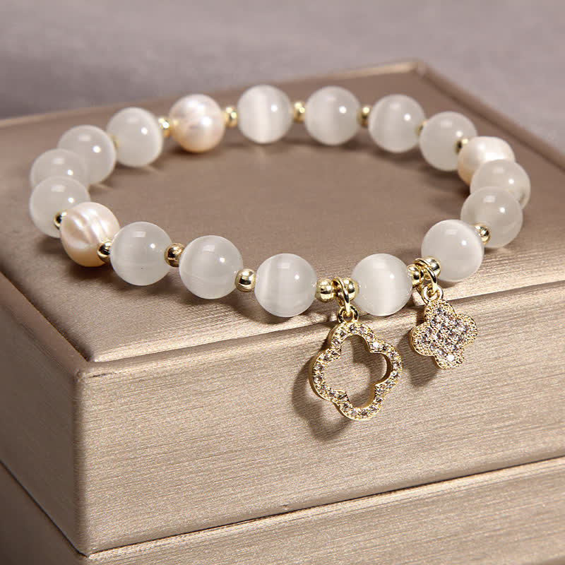 Pulsera con dijes de amor y perlas con diseño de gato encantador con ojo de gato y Buddha Stones - image 8