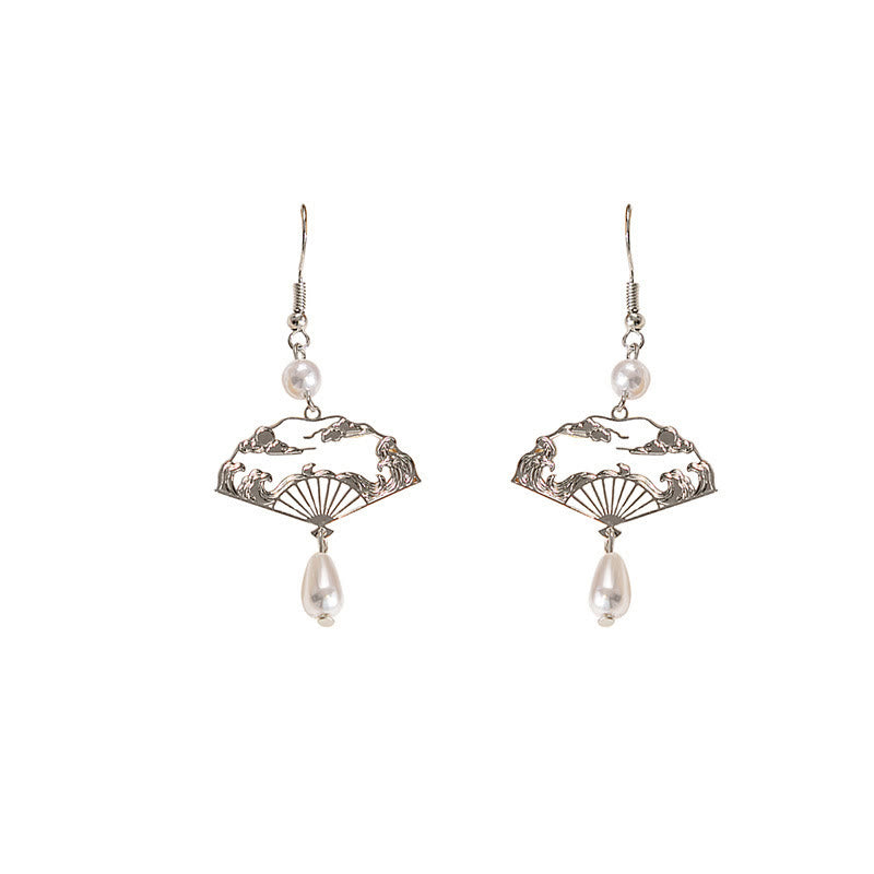 Pendientes colgantes curativos con perlas y nubes propicias, Buddha Stones
