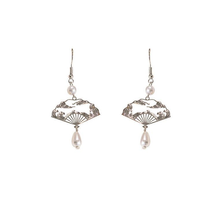 Pendientes colgantes curativos con perlas y nubes propicias, Buddha Stones