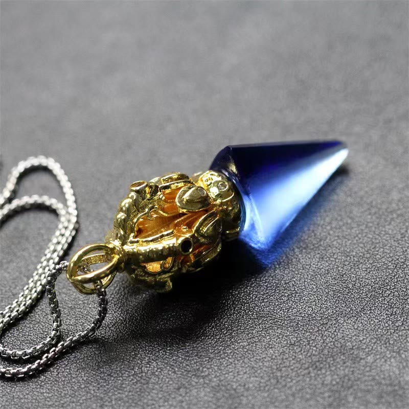 Buddha Stones tibetano Dorje Vajra 4 puntas Lotus Liuli cristal fuerza collar colgante