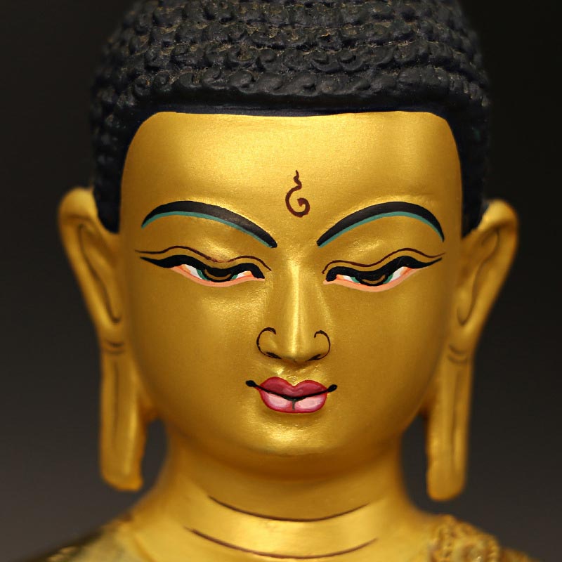 Buda Shakyamuni Medicina Buda Compasión Cobre Chapado En Oro Estatua Decoración