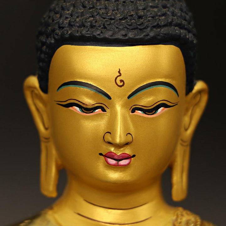 Buda Shakyamuni Medicina Buda Compasión Cobre Chapado En Oro Estatua Decoración