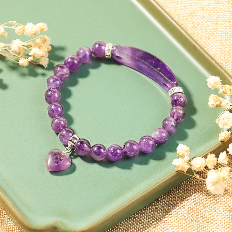 Pulsera de cuentas curativas de corazón de amor de cuarzo natural con Buddha Stones