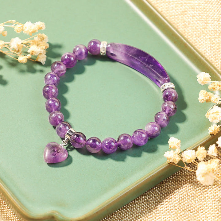 Pulsera de cuentas curativas de corazón de amor de cuarzo natural con Buddha Stones