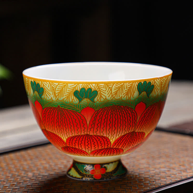 Tazas de té de flor de taza de té de cerámica de loto de Buddha Stones 100ml