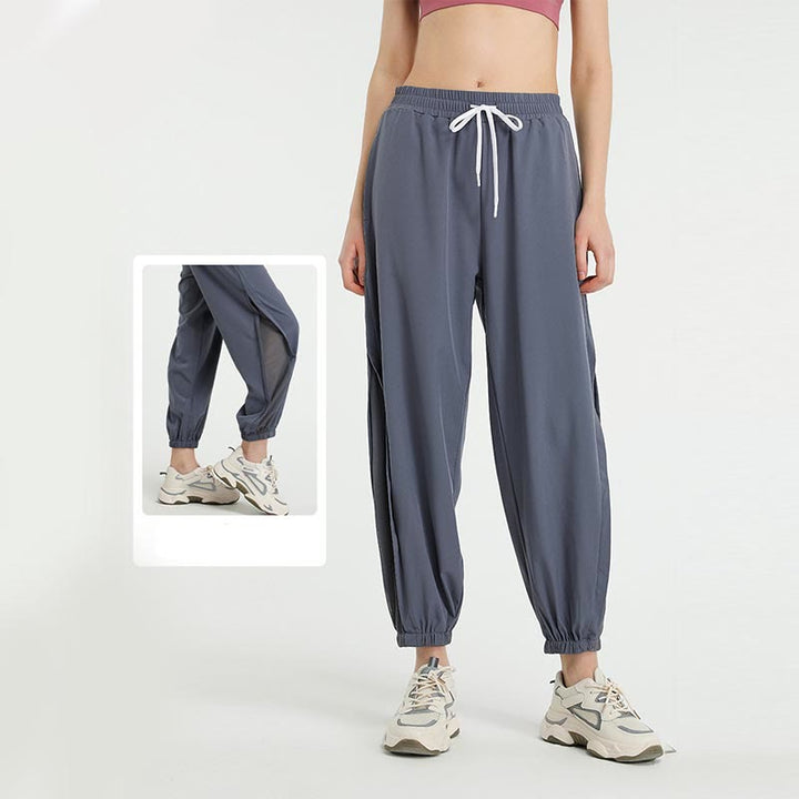 Pantalones deportivos de yoga sueltos de cintura alta con Buddha Stones y bolsillos