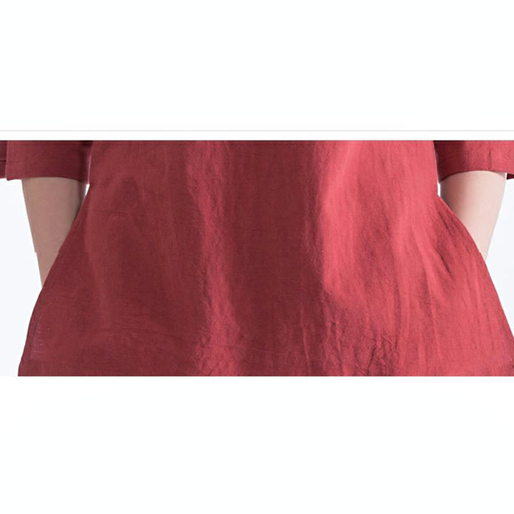 Conjunto de ropa de lino y algodón con diseño de cuello en V para mujer, uniforme de práctica Zen, Buddha Stones, Yoga, meditación y oración