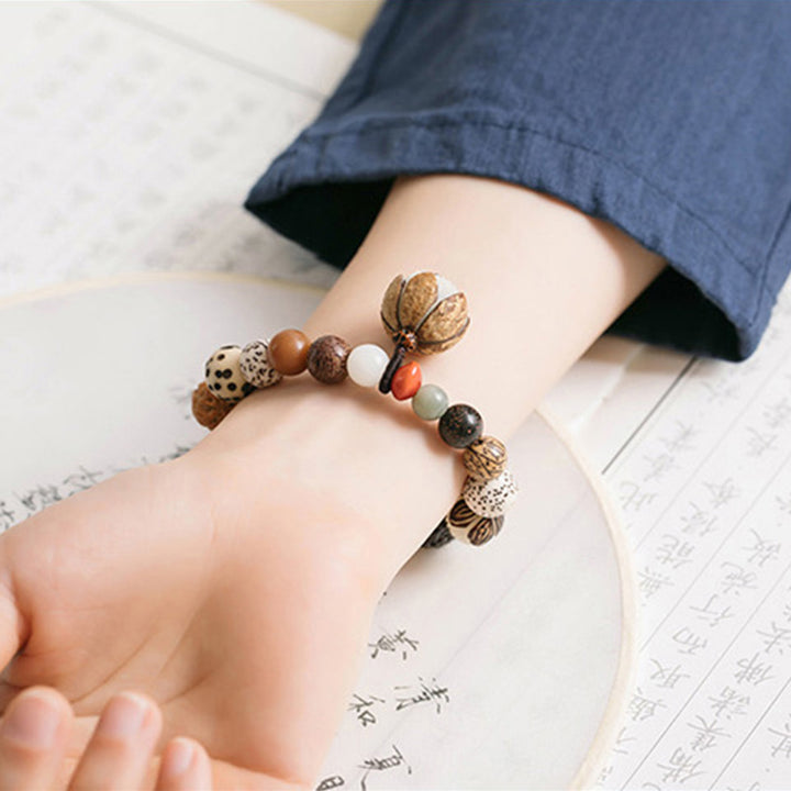 Pulsera Mala de muñeca de la paz de la sabiduría del loto de la semilla de Bodhi