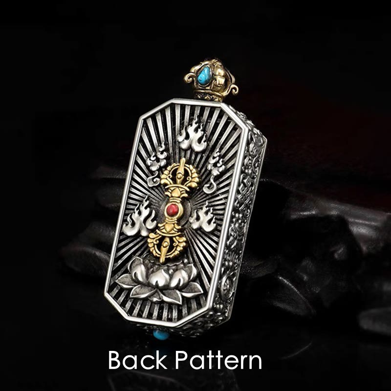 Buddha Stones tibetano Om Mani Padme Hum tallado Dorje Vajra giratorio patrón de loto pureza COLLAR COLGANTE de cuerda